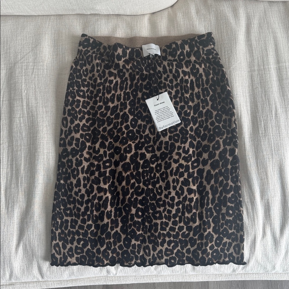 NWT Reformation Nicola Regenerative Merino Skirt Brown - Picture 5 of 6